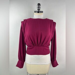 💚 3386. Pleated Shoulder Long Sleeve Blouse